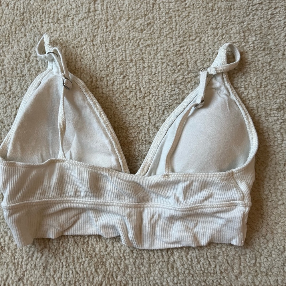 Women's Cream Ribbed Bralette - Picture 2 of 4